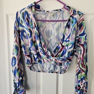 Zara Multicolor Patterned Crop Top
